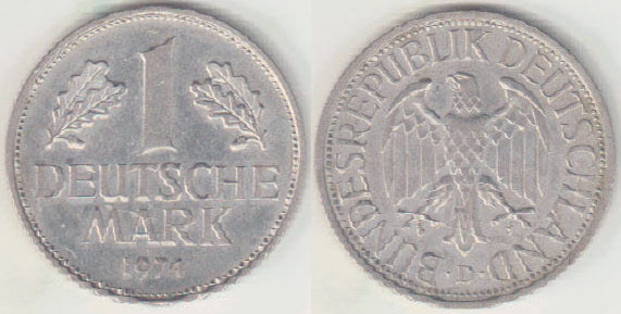 1974 D Germany 1 Mark A008561
